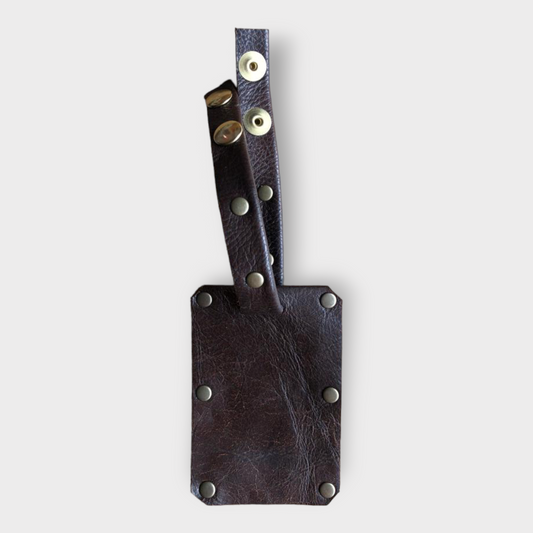 Vintage & Quality Recycled Leather hand-made luggage tag - engraved with your text