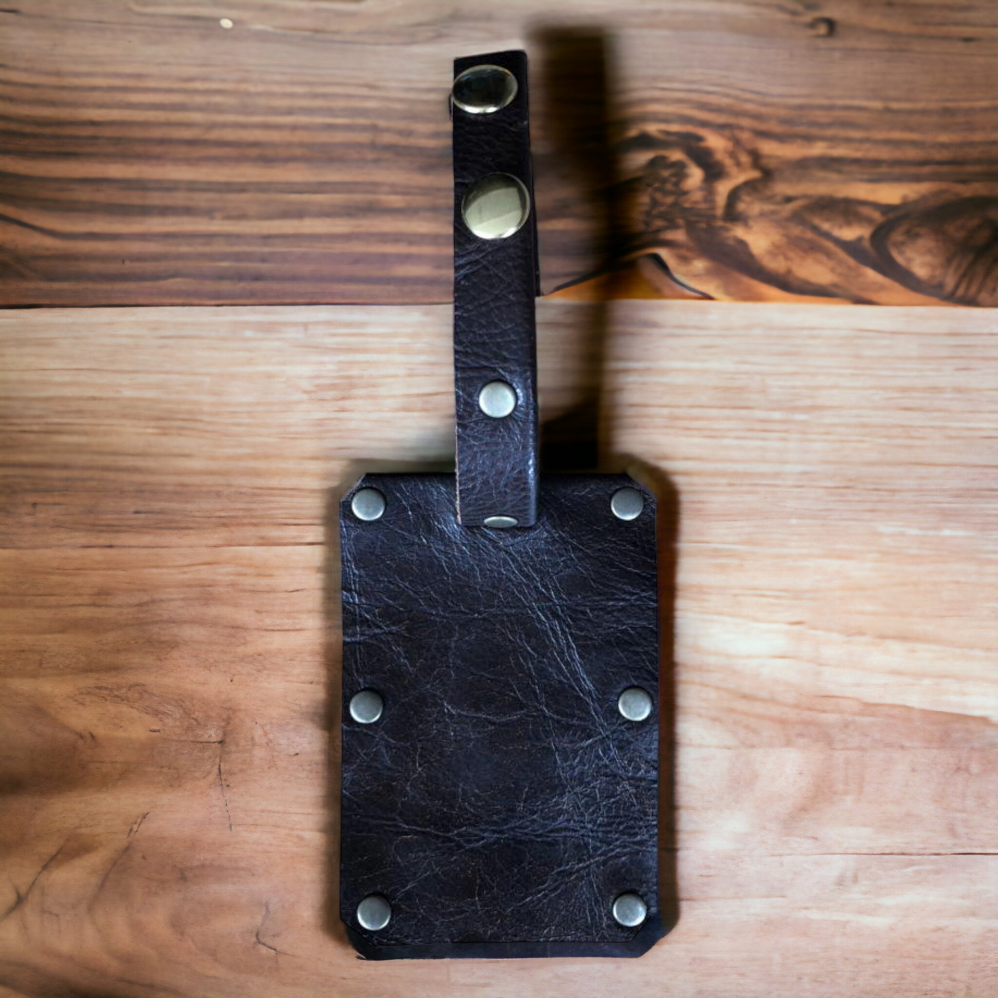 Vintage & Quality Recycled Leather hand-made luggage tag - engraved with your text