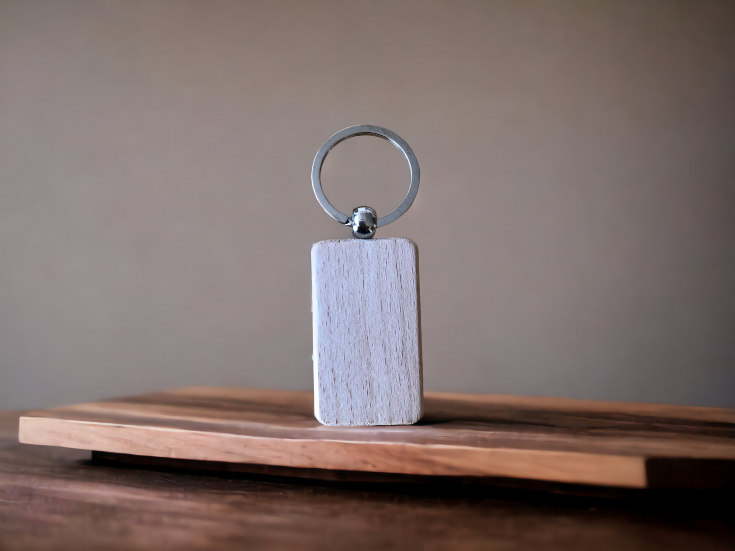 Rectangular Wooden Key Tag / Dog Tag - Engraved with your text