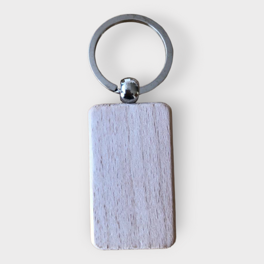 Rectangular Wooden Key Tag / Dog Tag - Engraved with your text