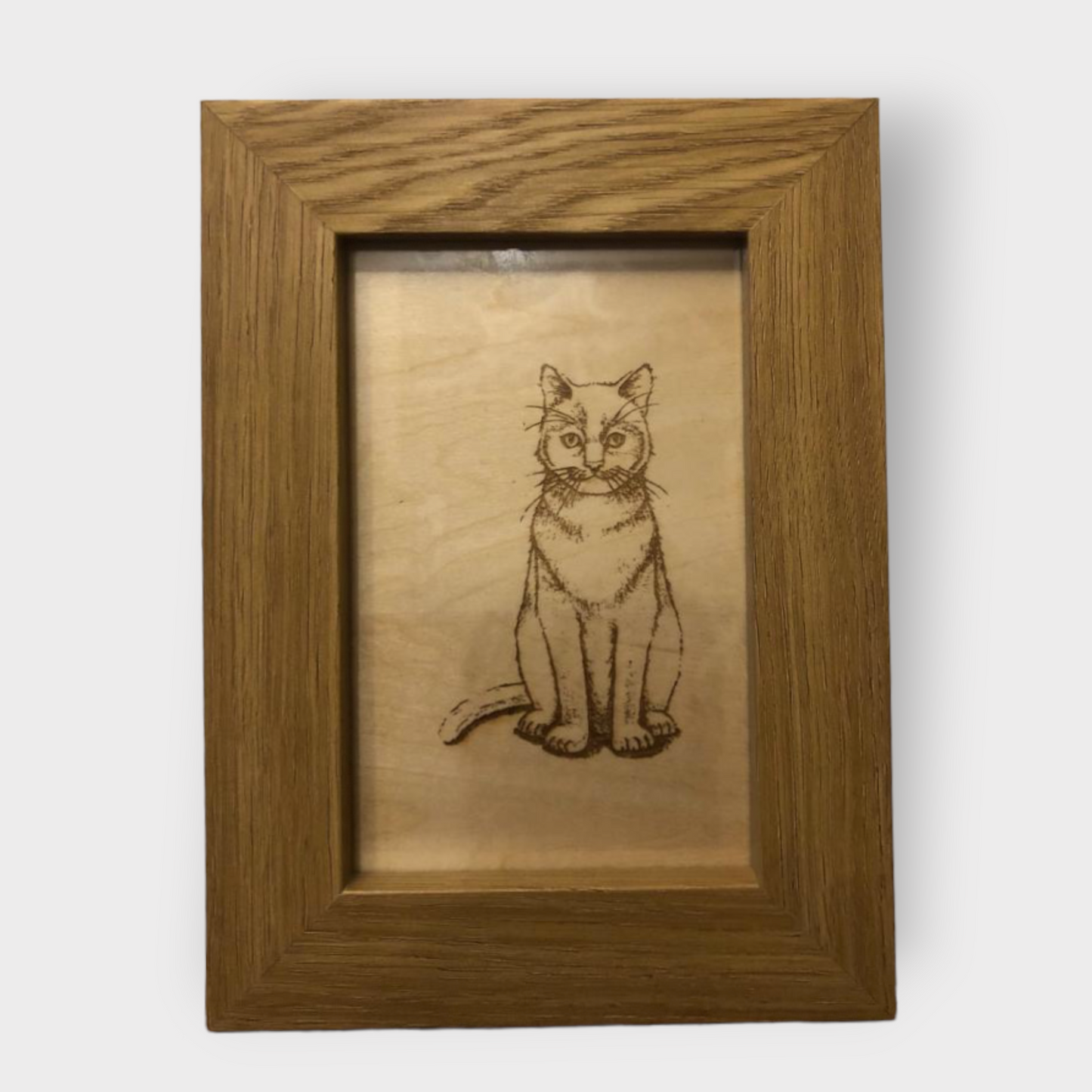 Wood Engraved Cat Picture