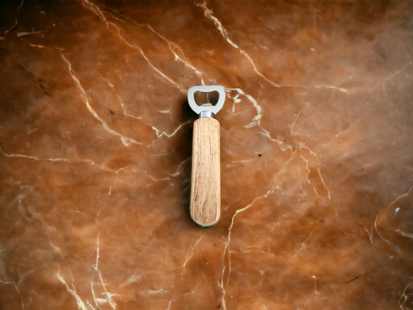 Wood Handled Stainless Steel Bottle Opener - Engraved with your text