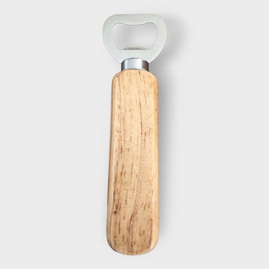 Wood Handled Stainless Steel Bottle Opener - Engraved with your text