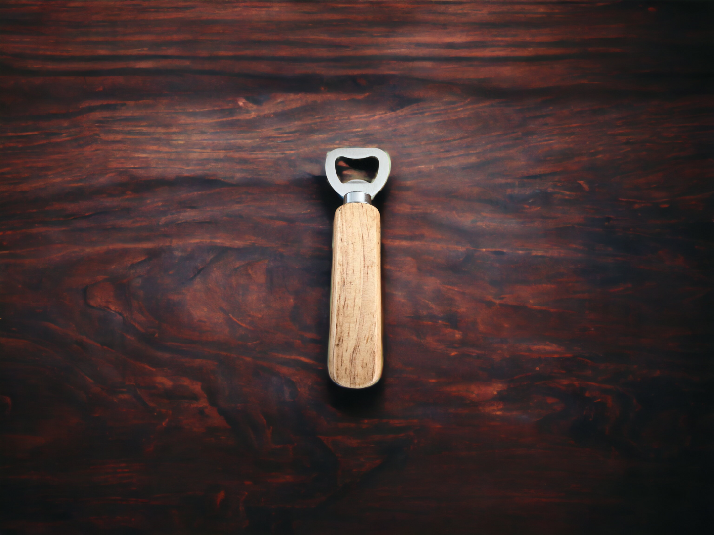 Wood Handled Stainless Steel Bottle Opener - Engraved with your text